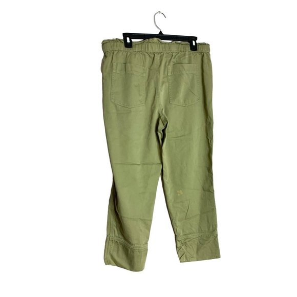 Frye Womens Size 28 Anthropologie Army Green Paper Bag Waist Capri Pants Pull On - Picture 3 of 4